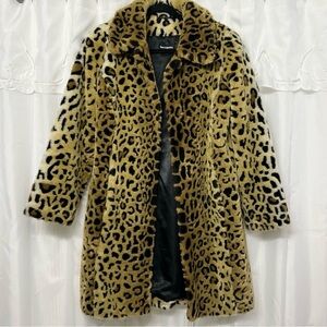Incognita Leopard Print Faux Fur Longline Coat – Size Small